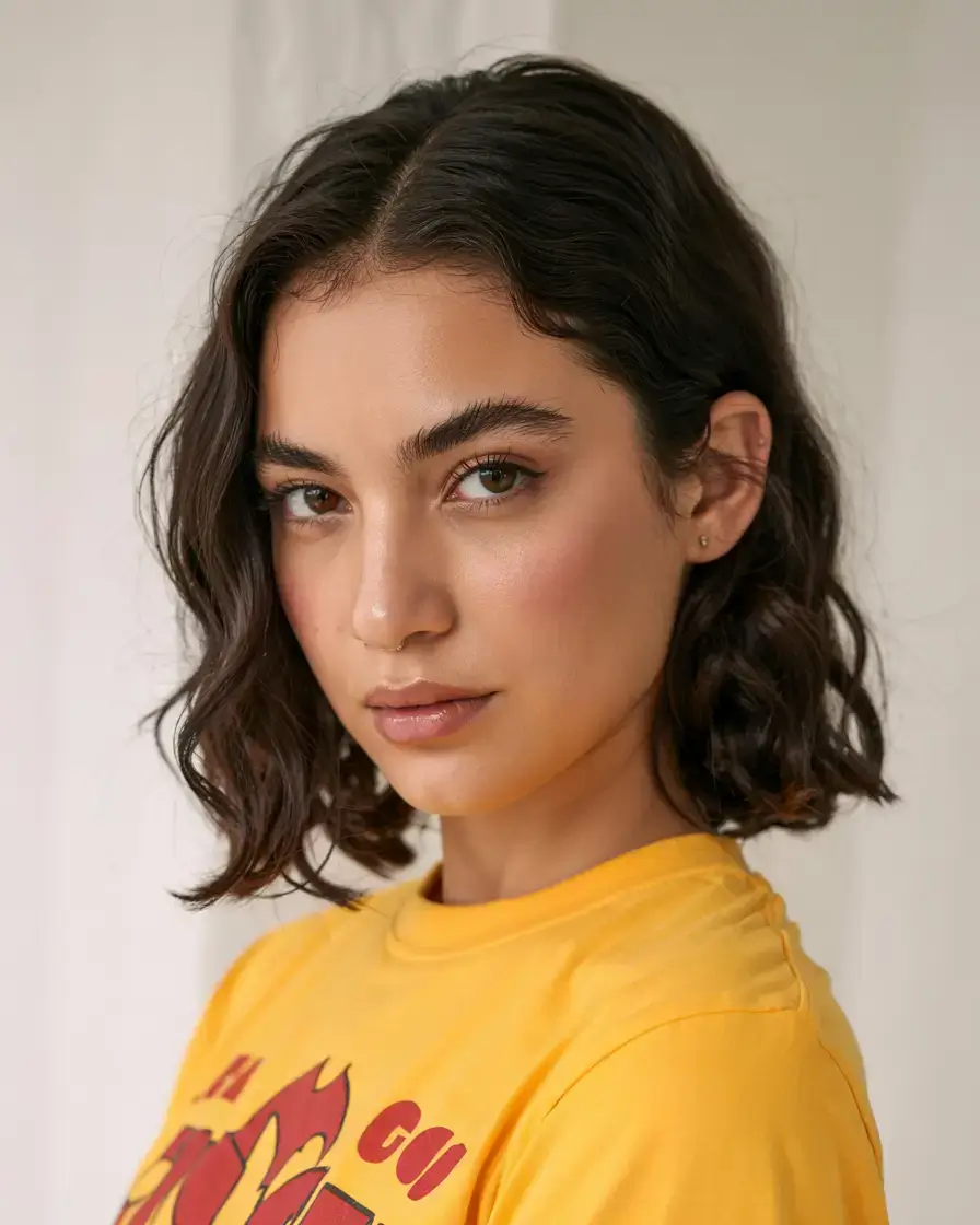 short hairstyles ideas 2026 Romantic Curls with Side Part Definition