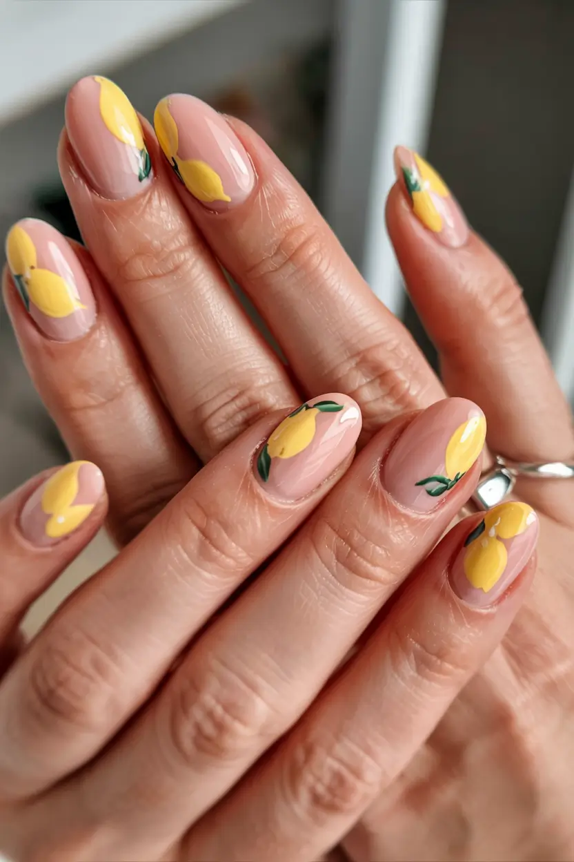 short nails 2026 Lemon Squeeze in Full Bloom