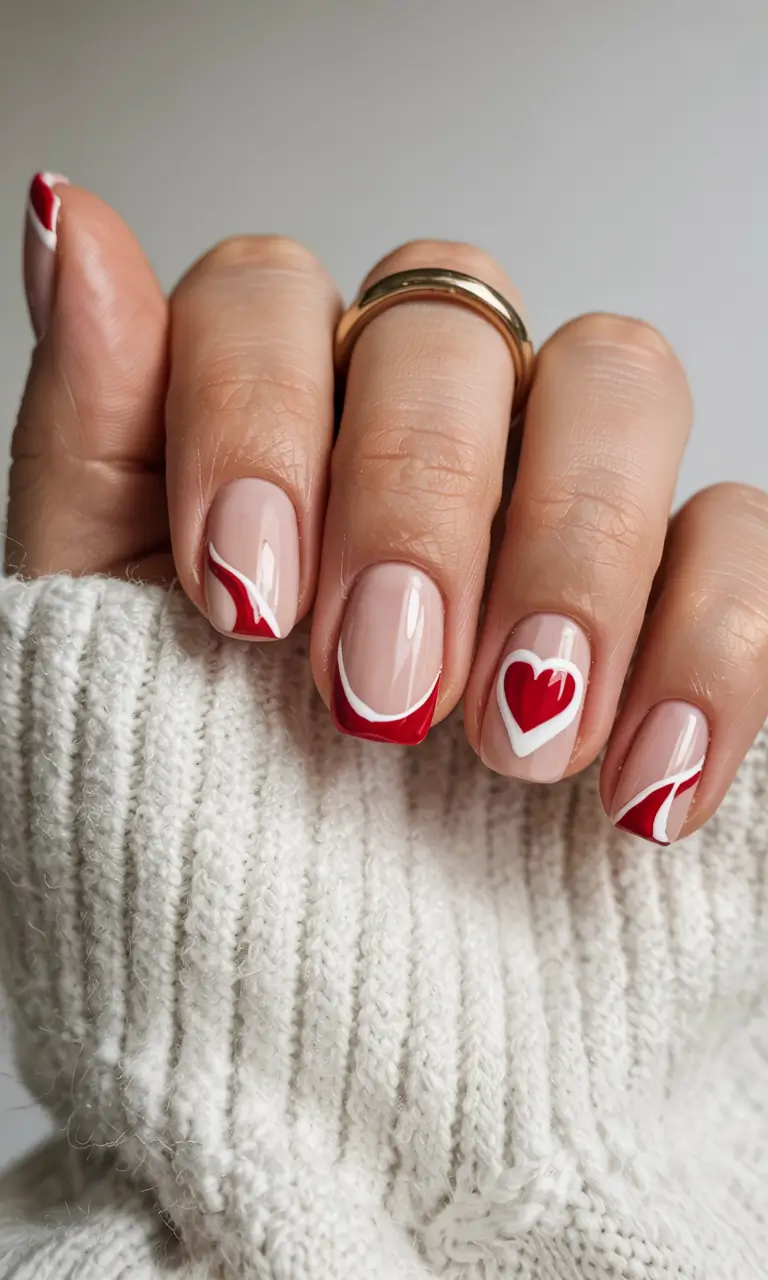 short nails 2026 Heartcore Chic With a Red Edge