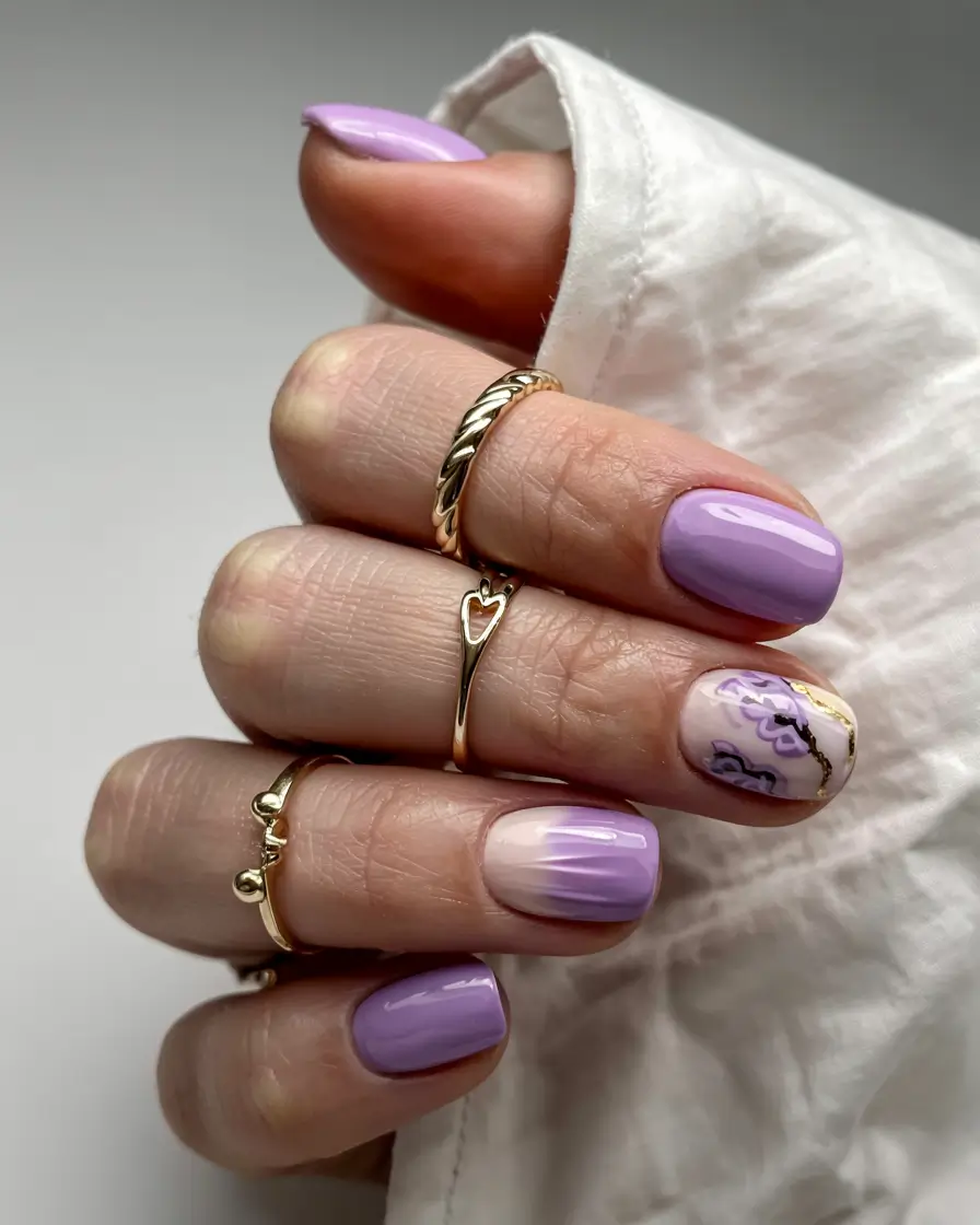 short nails 2026 Lavender Fade With Whispered Details