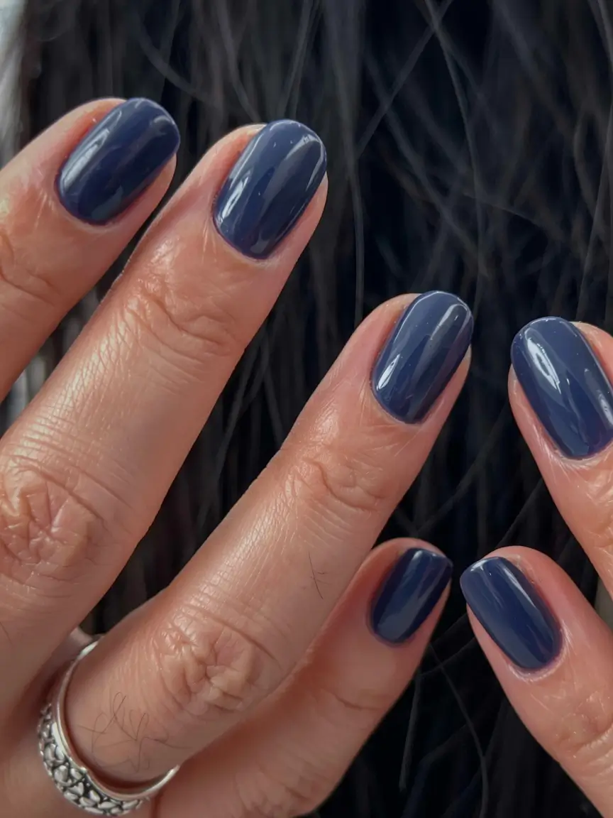 short nails 2026 Inky Navy That Means Business