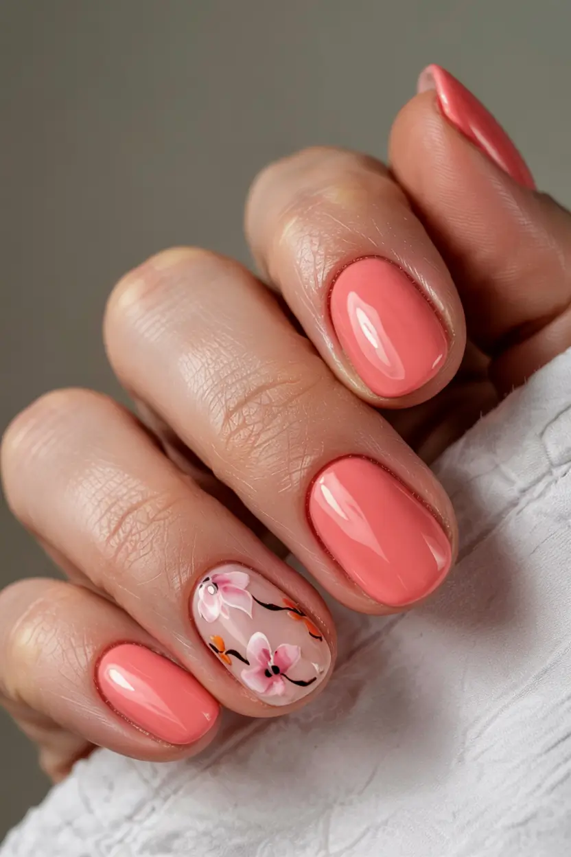 short nails 2026 Peach Blossom With a Delicate Twist
