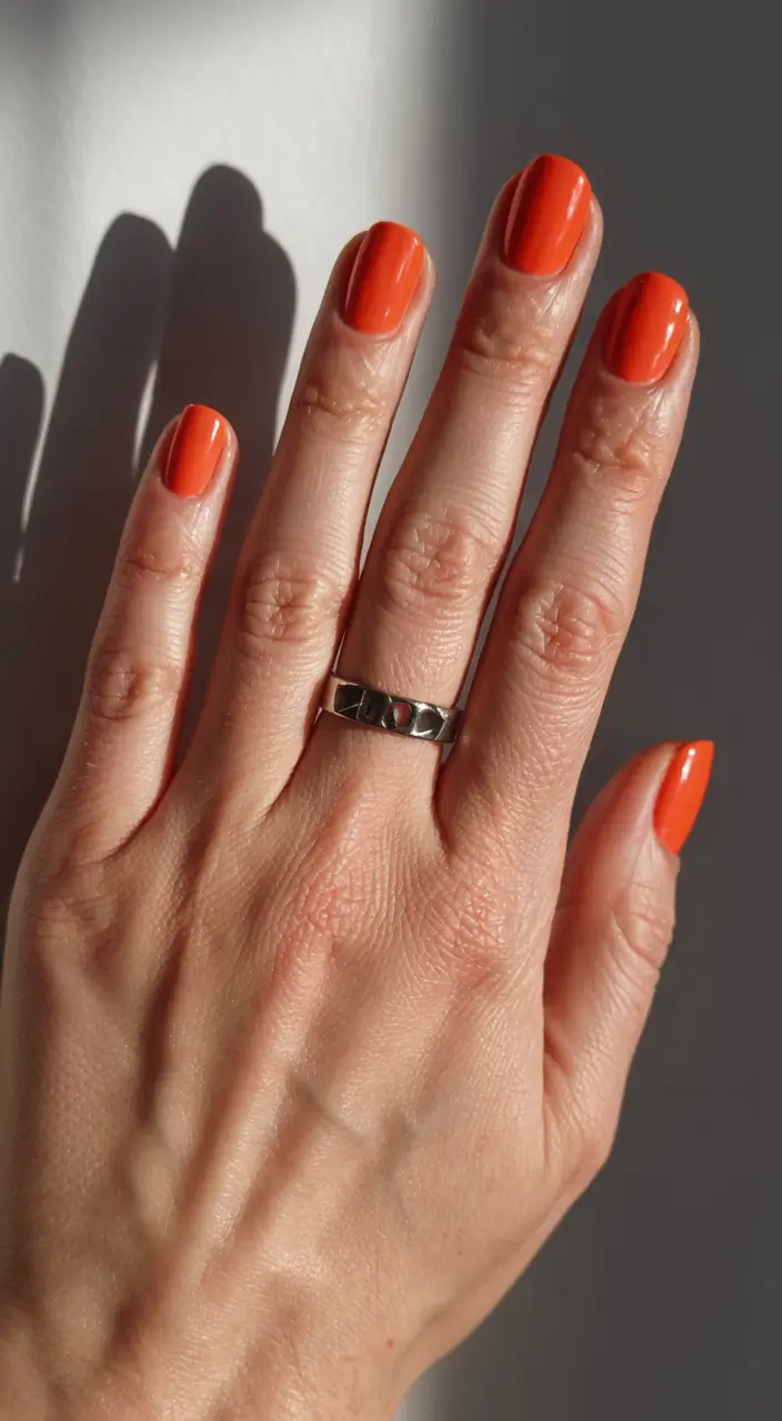 short nails 2026 Orange Pop That Sizzles