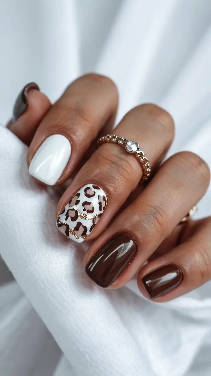 short nails 2026 Leopard Luxe and Mocha Dreams