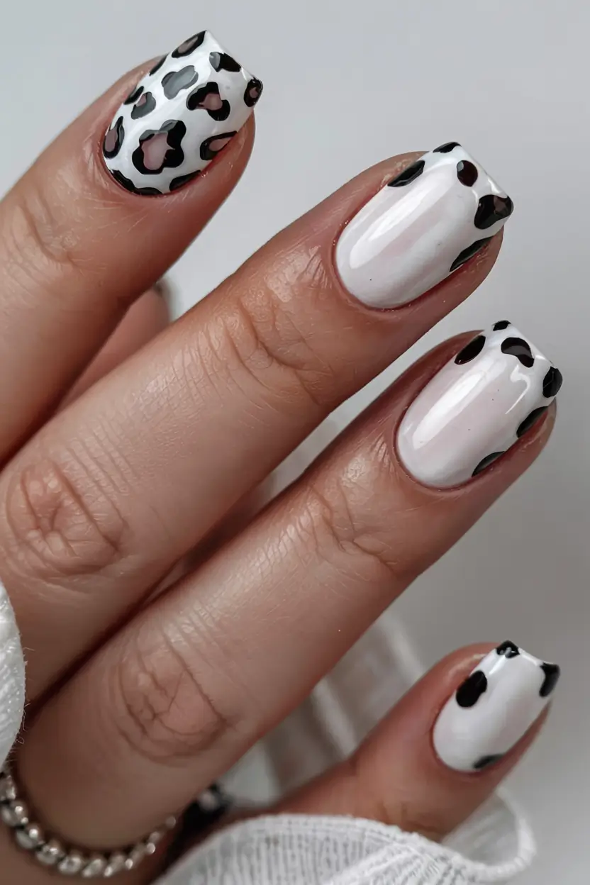short nails 2026 Graphic Jungle, Monochrome Edition