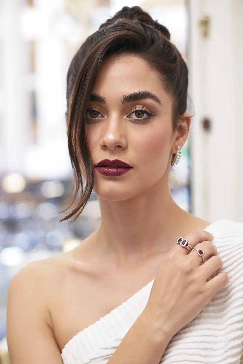 side part hairstyle 2026 Edgy Top Knot with Side-Swept Volume