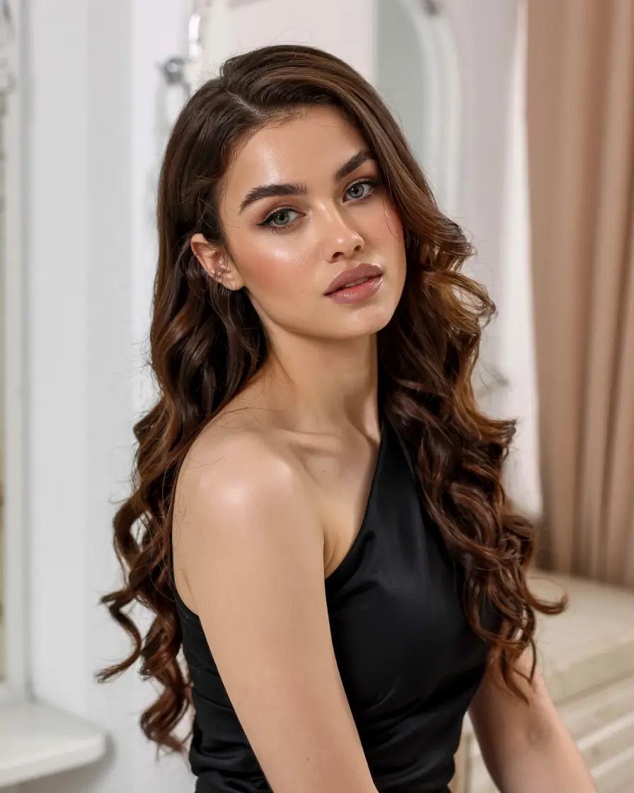 side part hairstyle 2026 Glossy Curls with Classic Elegance