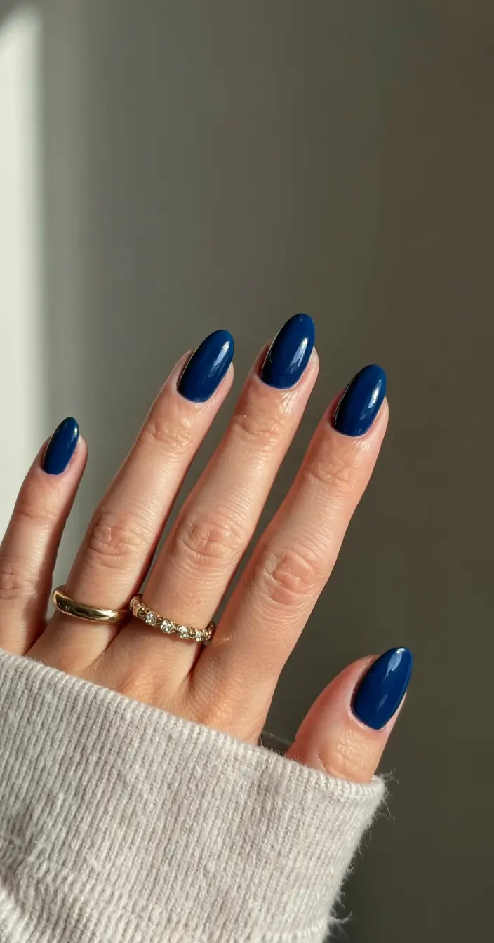 simple nails 2026 Glossy Indigo for Modern Drama