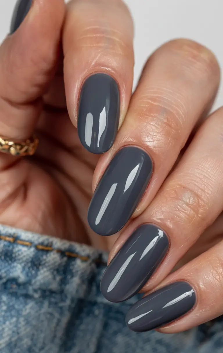 simple nails 2026 Steel Gray With an Urban Edge