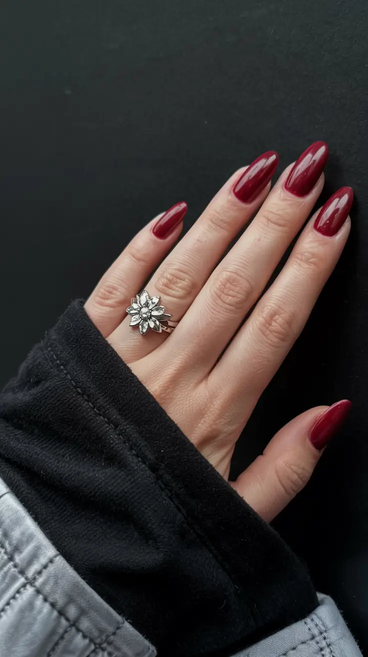 simple nails 2026 Dark Cherry Gloss for Statement Minimalism