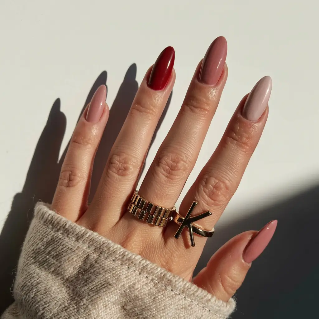 simple nails 2026 Sunset Ombre in Neutral Reds