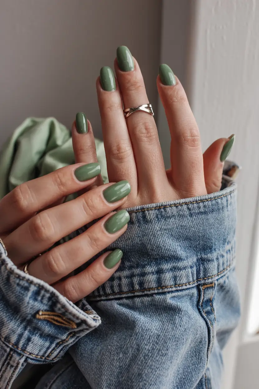 simple nails 2026 Moss Green That Feels Like a Walk in the Woods