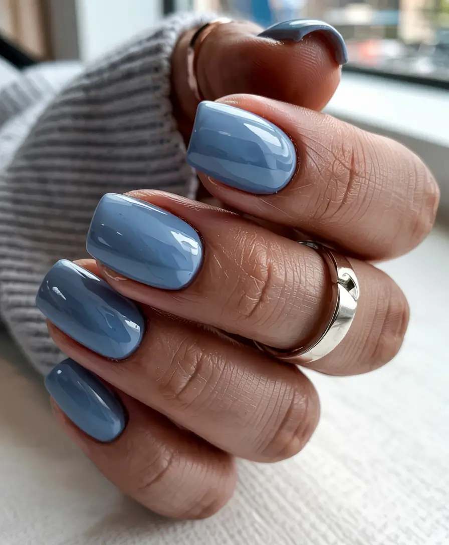 square nails 2026 Stormy Blue That Feels Like Denim
