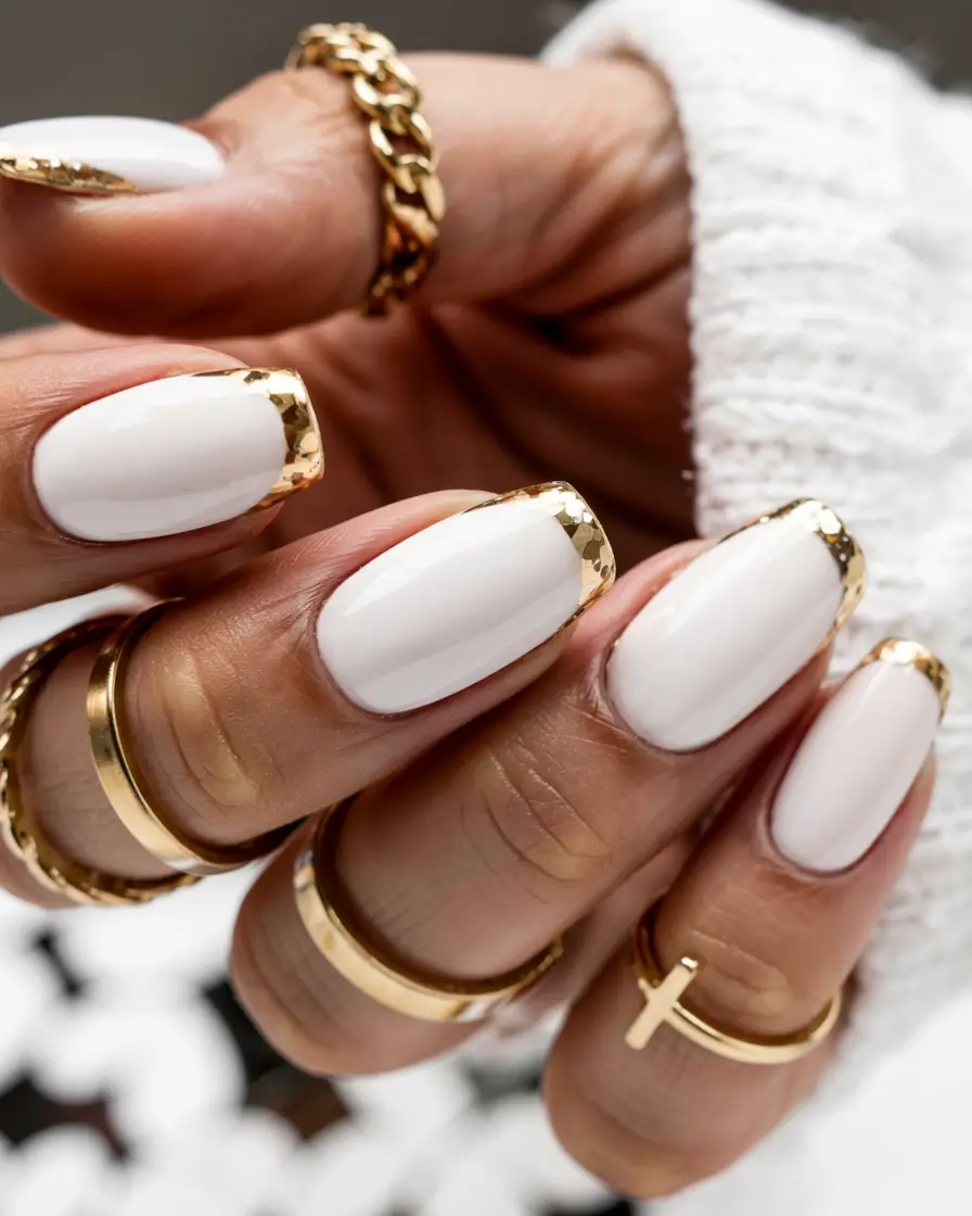 square nails 2026 Gilded Tips for Golden Hour Glam