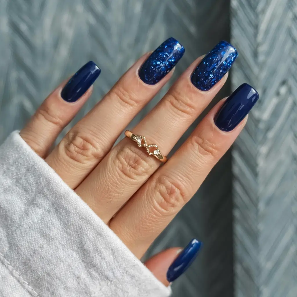 square nails 2026 Starry Sapphire and Midnight Magic