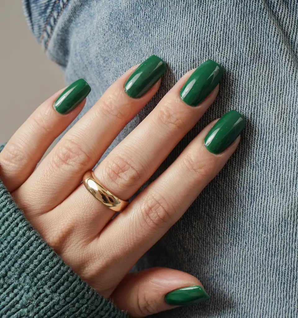 square nails 2026 Deep Green That Feels Like Velvet