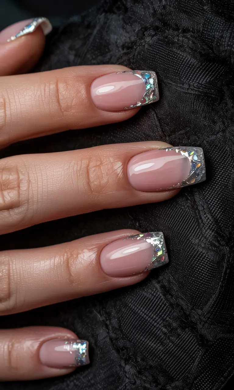 square nails 2026 Crystal French for the After-Party Girl