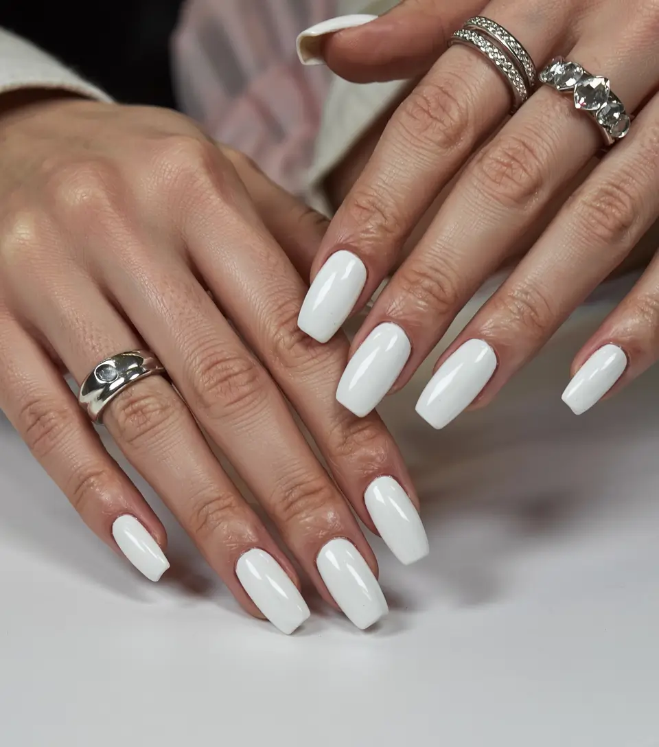 square nails 2026 Bright White That Feels Like a Fresh Start