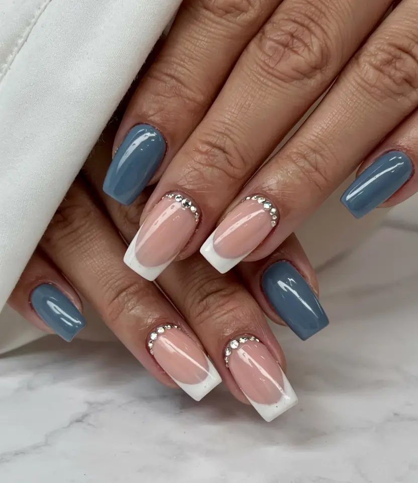 square nails 2026 Soft Glam French with a Hint of Ice