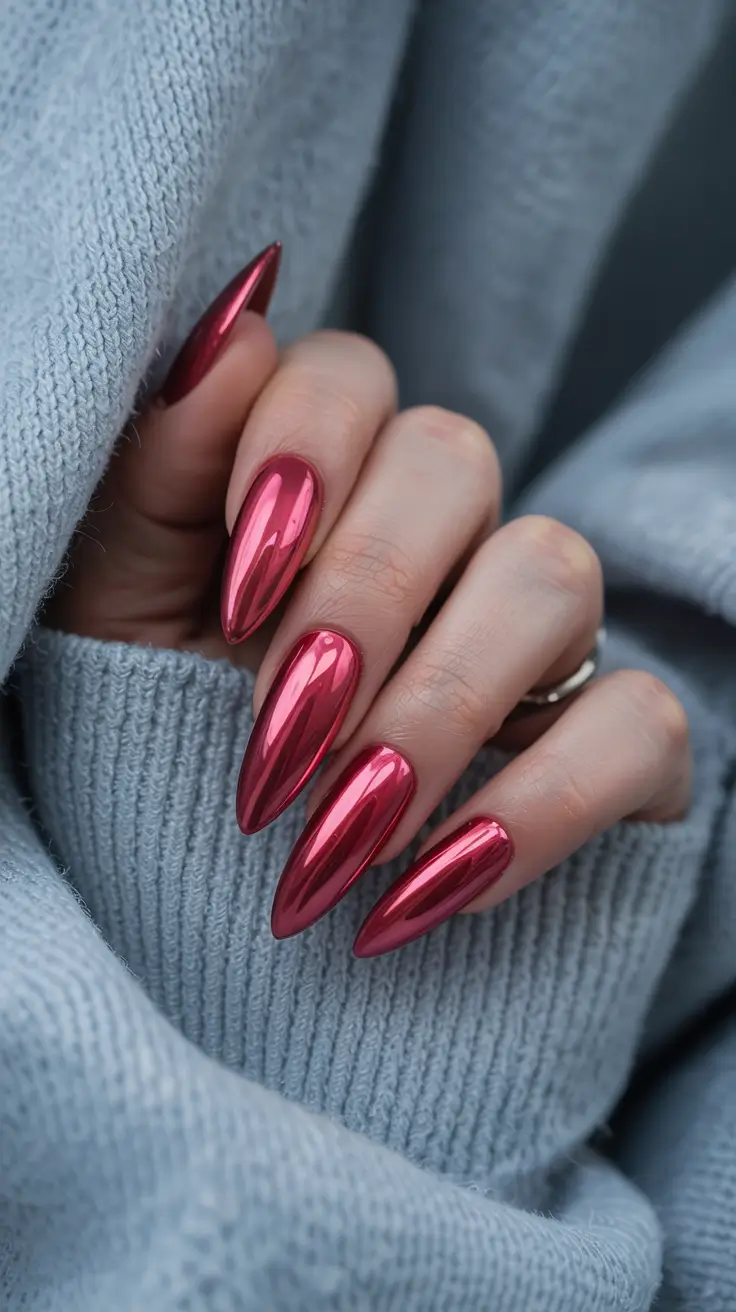 stiletto nails 2026 Berry Chrome Crush
