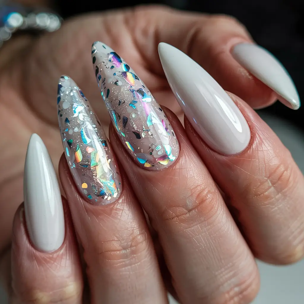 stiletto nails 2026 Icy Confetti Luxe