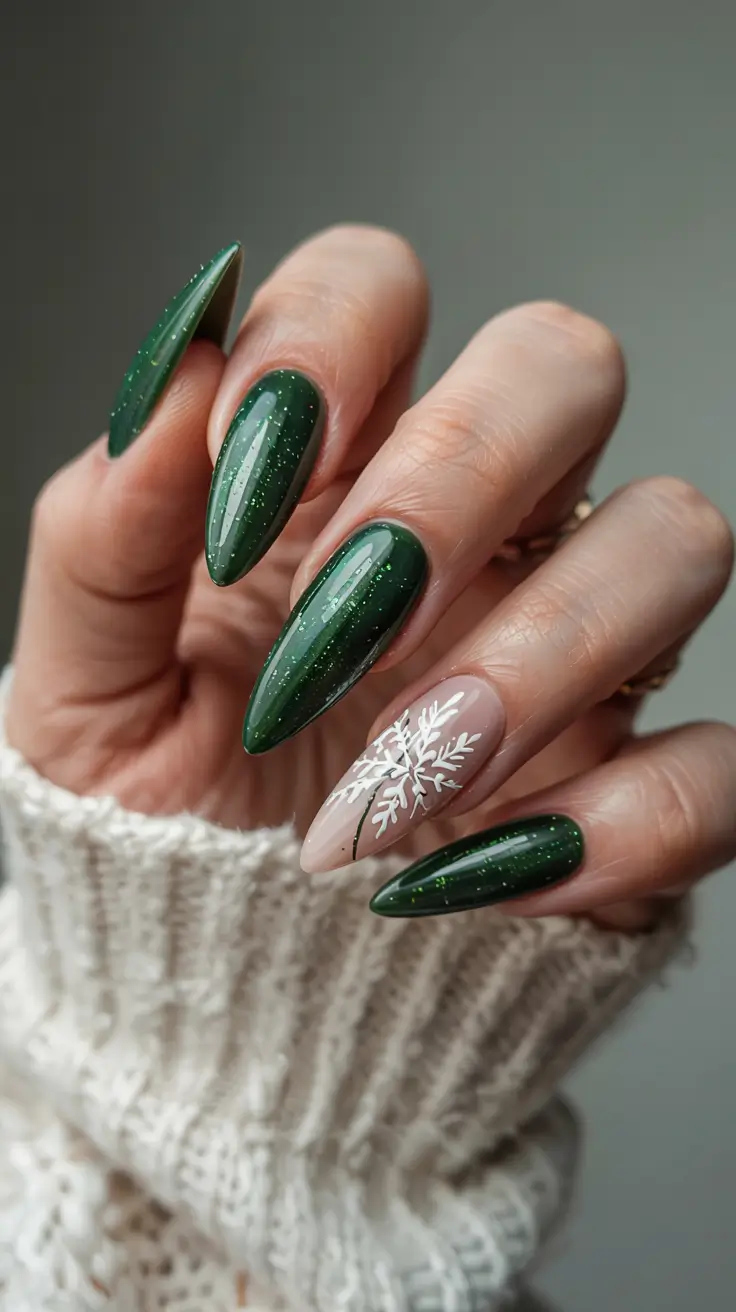 stiletto nails 2026 Evergreen Frost
