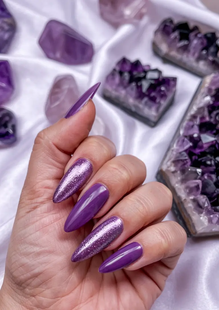 stiletto nails 2026 Amethyst Spark