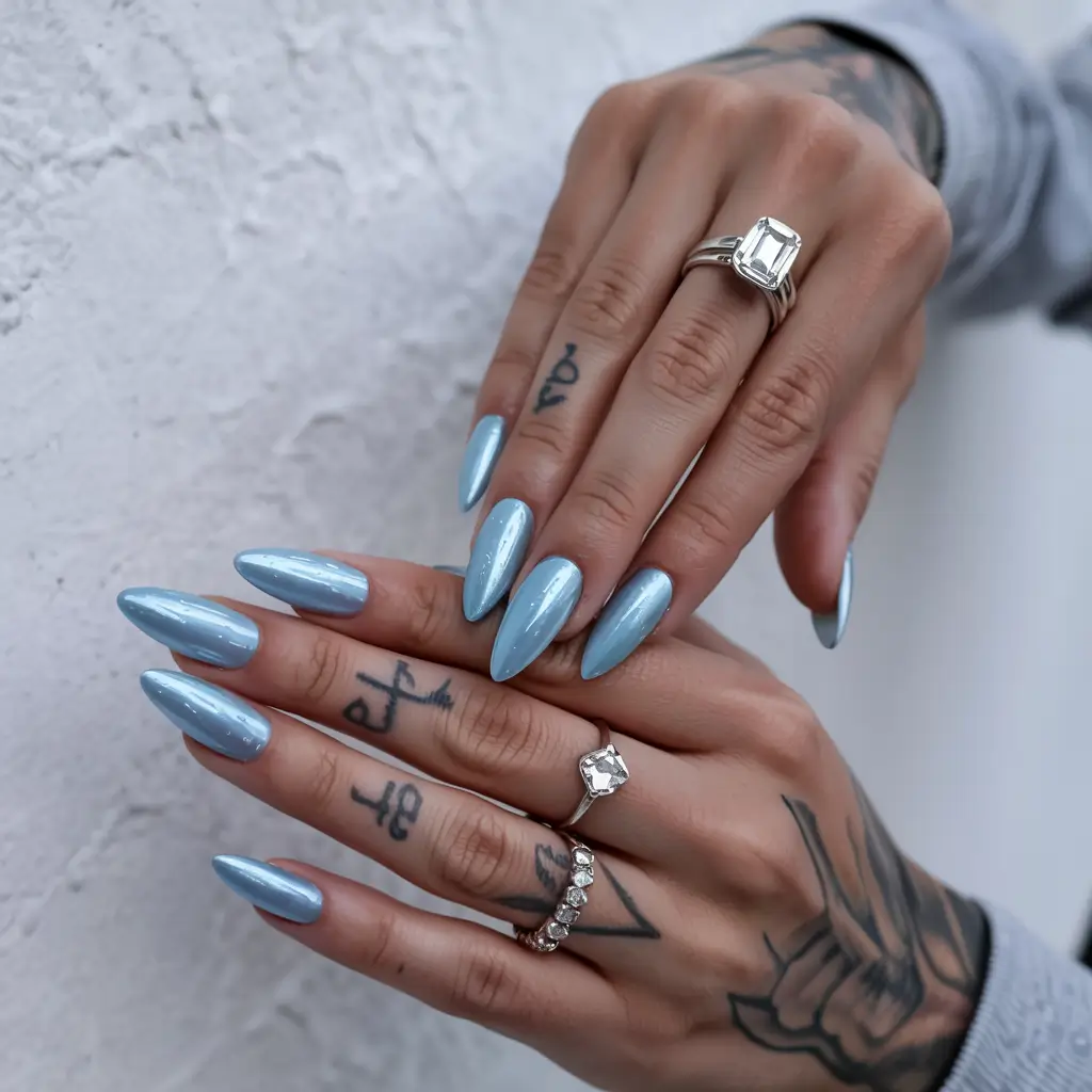 stiletto nails 2026 Frozen Chrome Energy