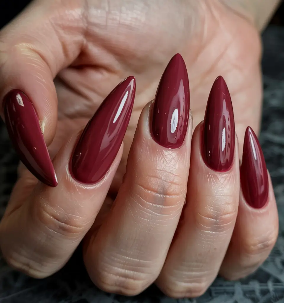 stiletto nails 2026 Deep Merlot Mood