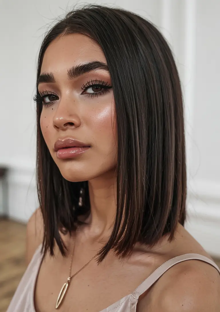 straight hairstyle 2026 Structured Lob with Razor Ends