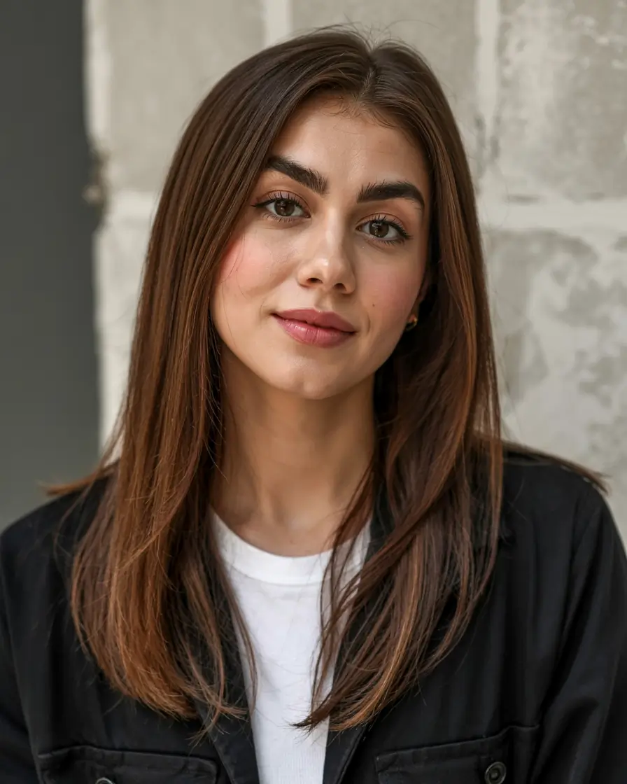 straight hairstyle 2026 Mid-Length Layers with Honey Warmth