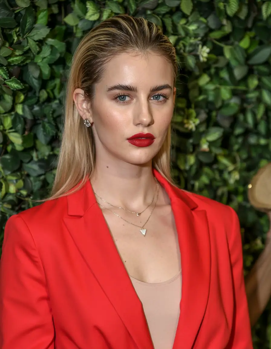 straight hairstyle 2026 Slicked-Back Blonde with Wet Shine