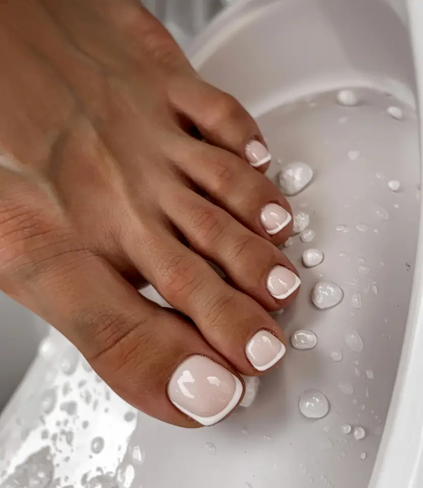 toe nails 2026 Milky White Micro-French