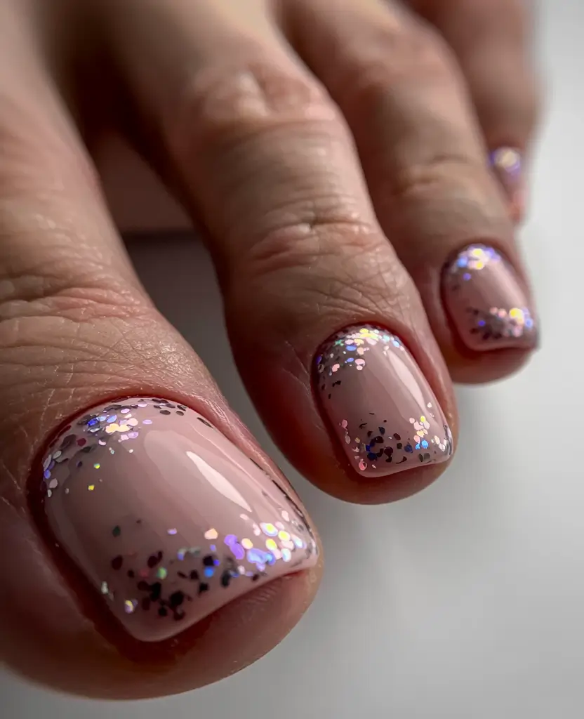 toe nails 2026 Soft Sparkle French Twist