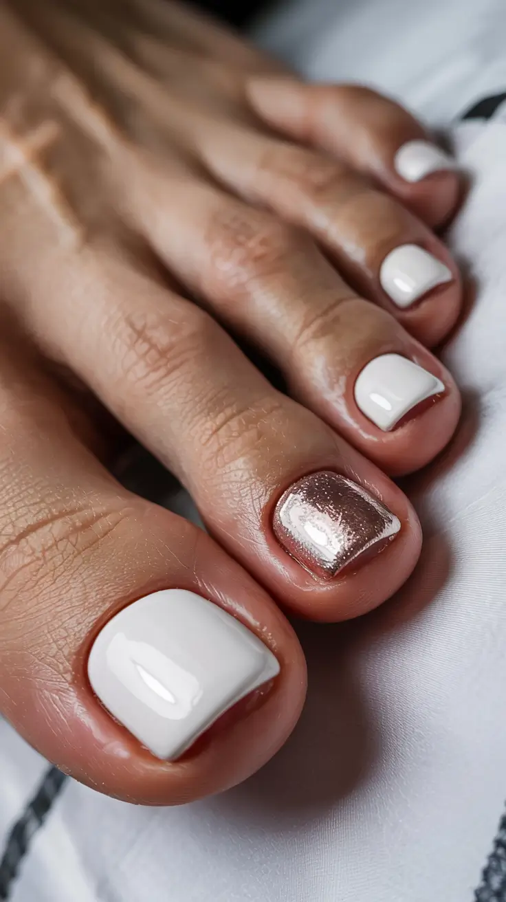 toe nails 2026 Clean Slate With a Metallic Moment