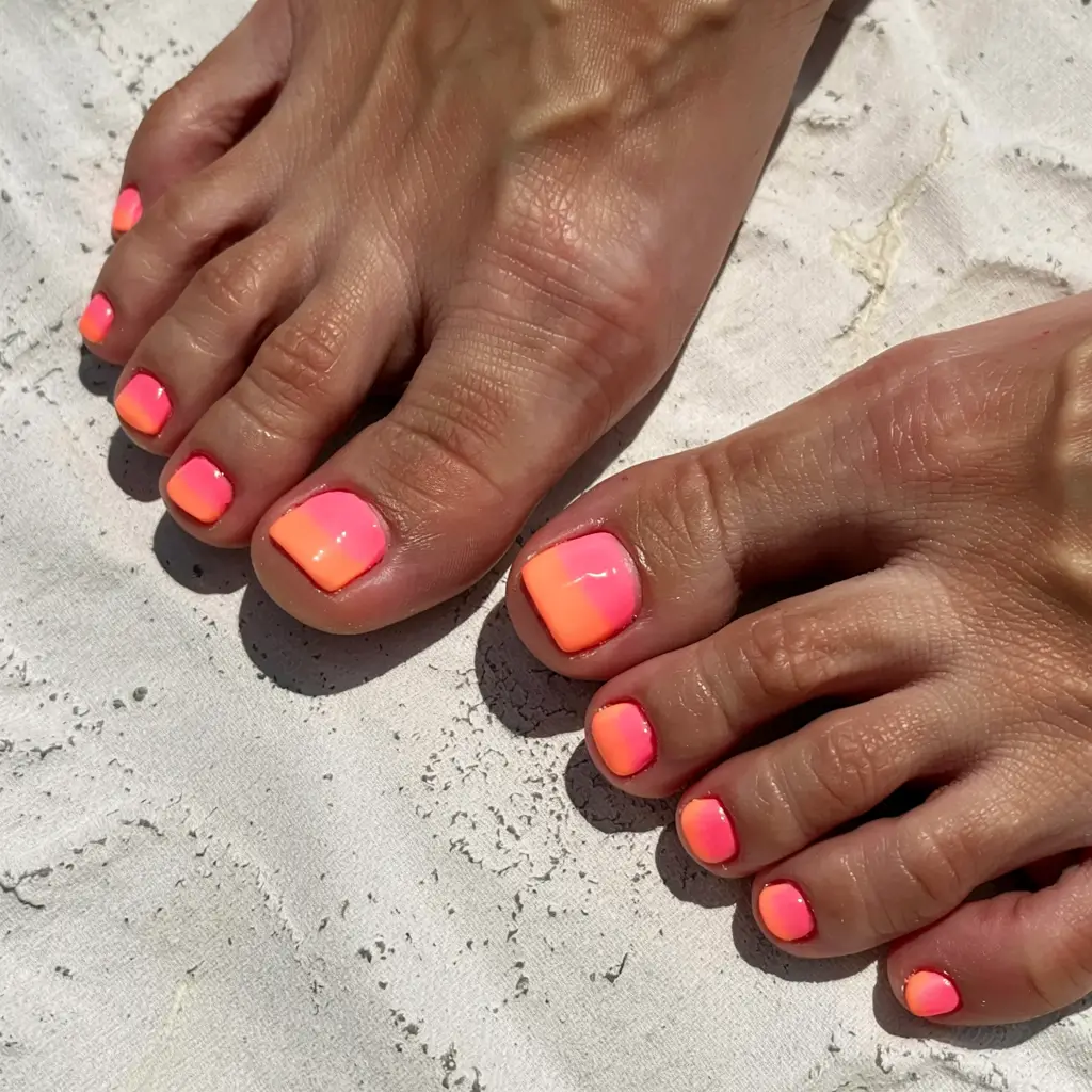toe nails colors 2026+Sunset Neon Fade