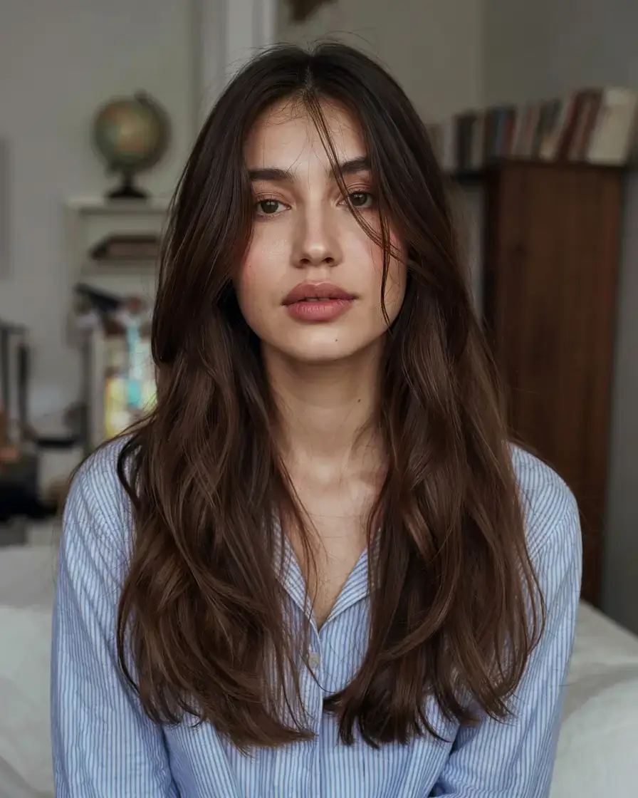 trendy Haircuts ideas 2026 Classic Long Layers with a Gentle Part