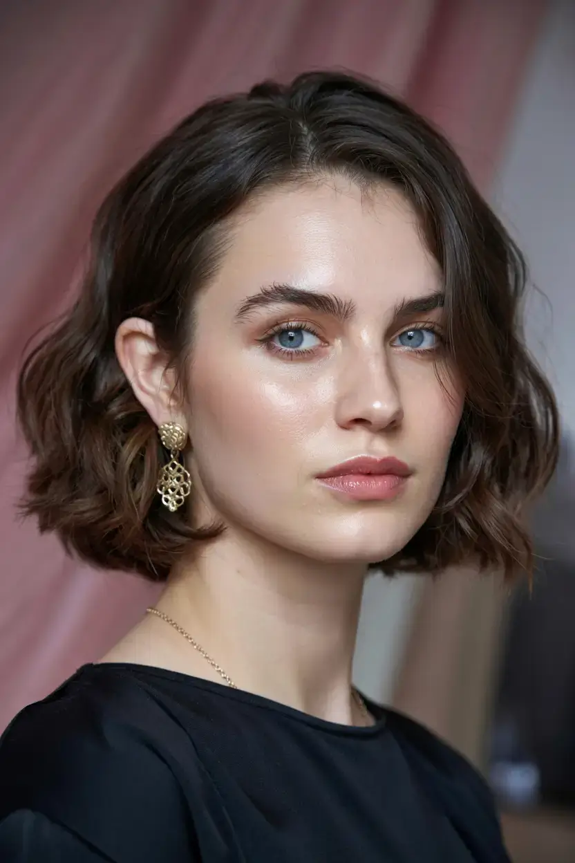 trendy Haircuts ideas 2026 Glamorous Chin-Length Wavy Bob