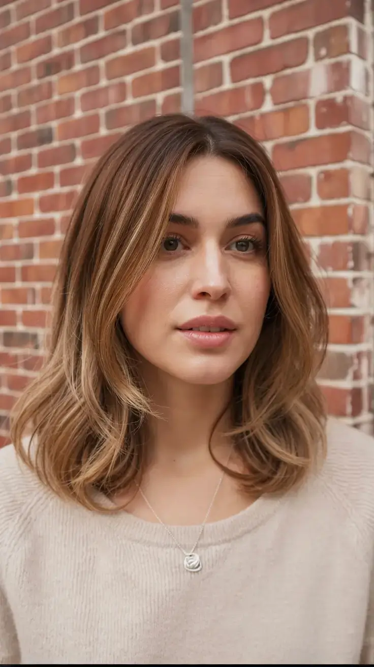trendy Haircuts ideas 2026 Blended Bronze Lob with Natural Body