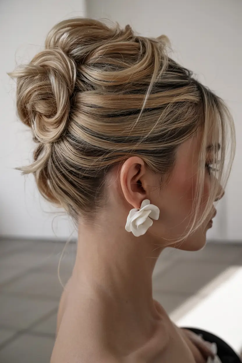 wedding hairstyle 2026 Elevated French Twist with Soft Volume