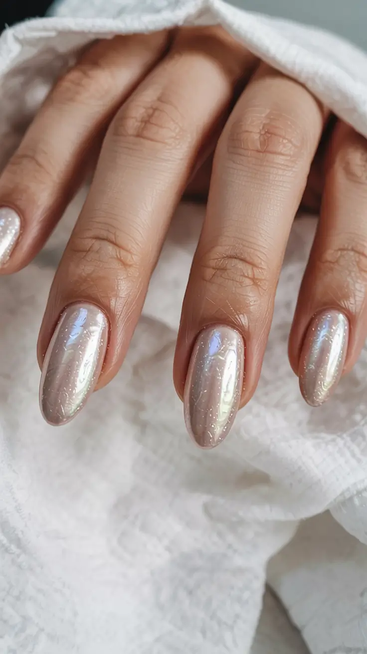 wedding nails 2026 Iridescent Glaze with Soft Glow