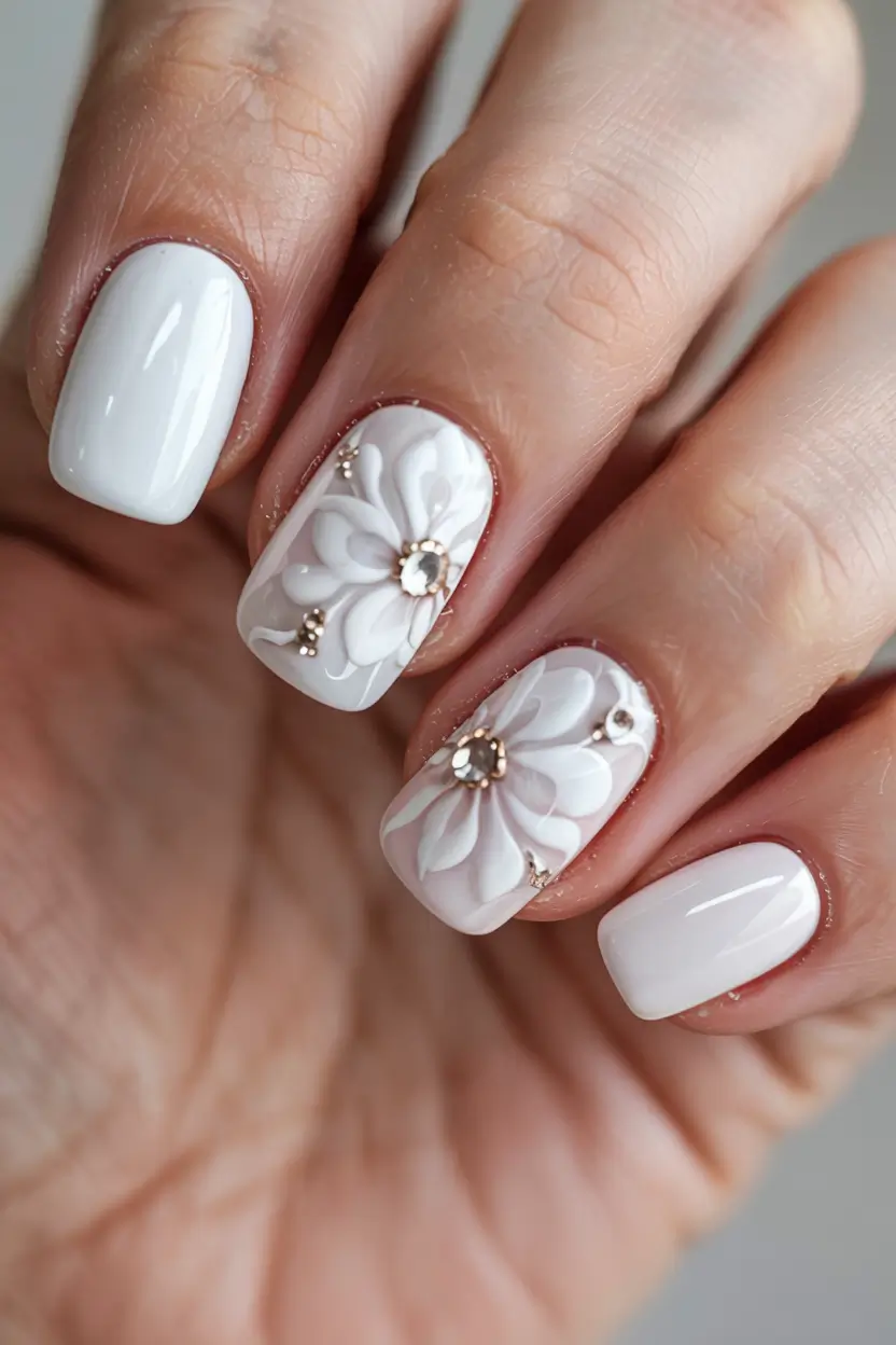 wedding nails 2026 3D Floral Fantasy