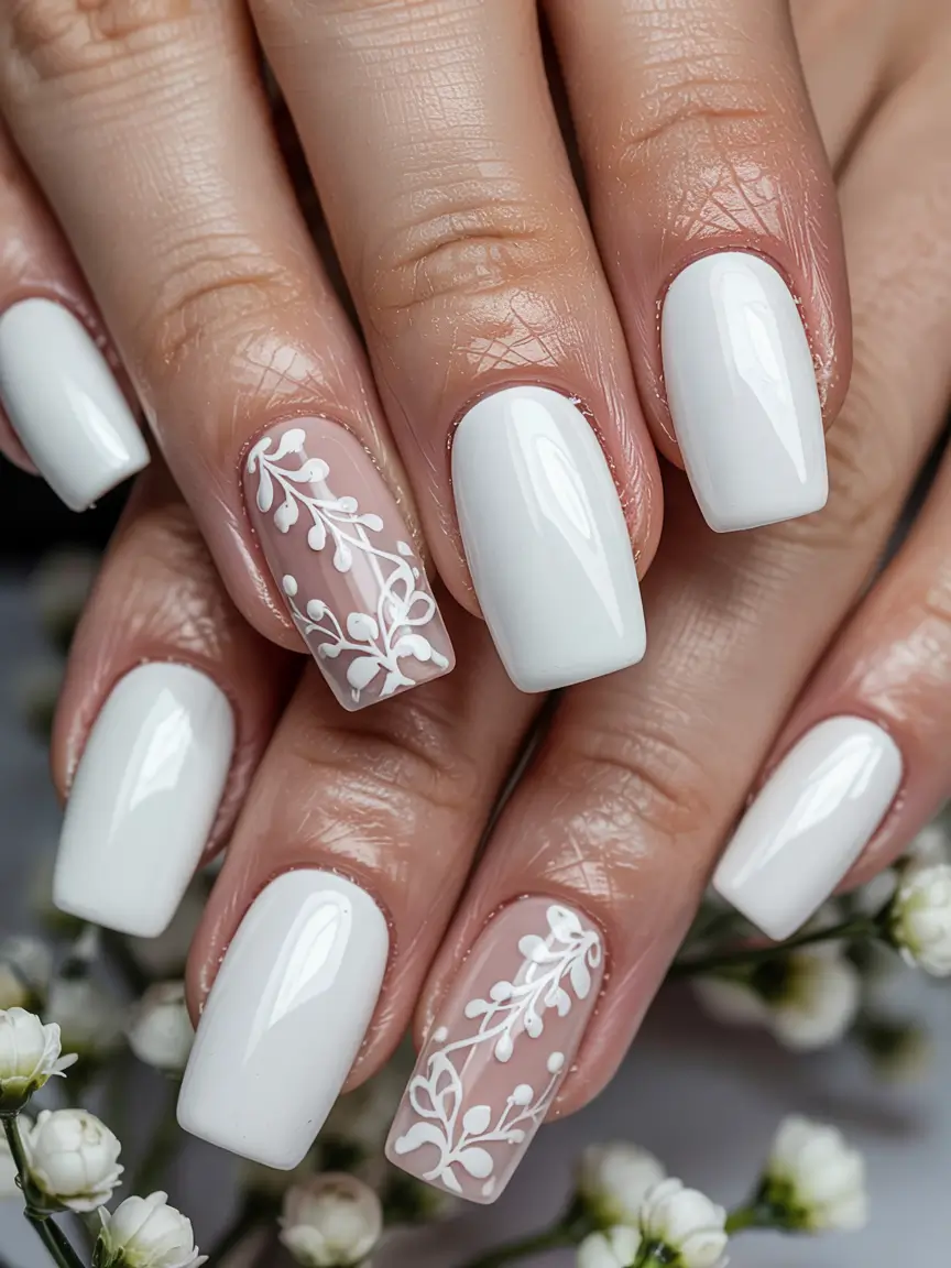 wedding nails 2026 Garden Lace Overlay