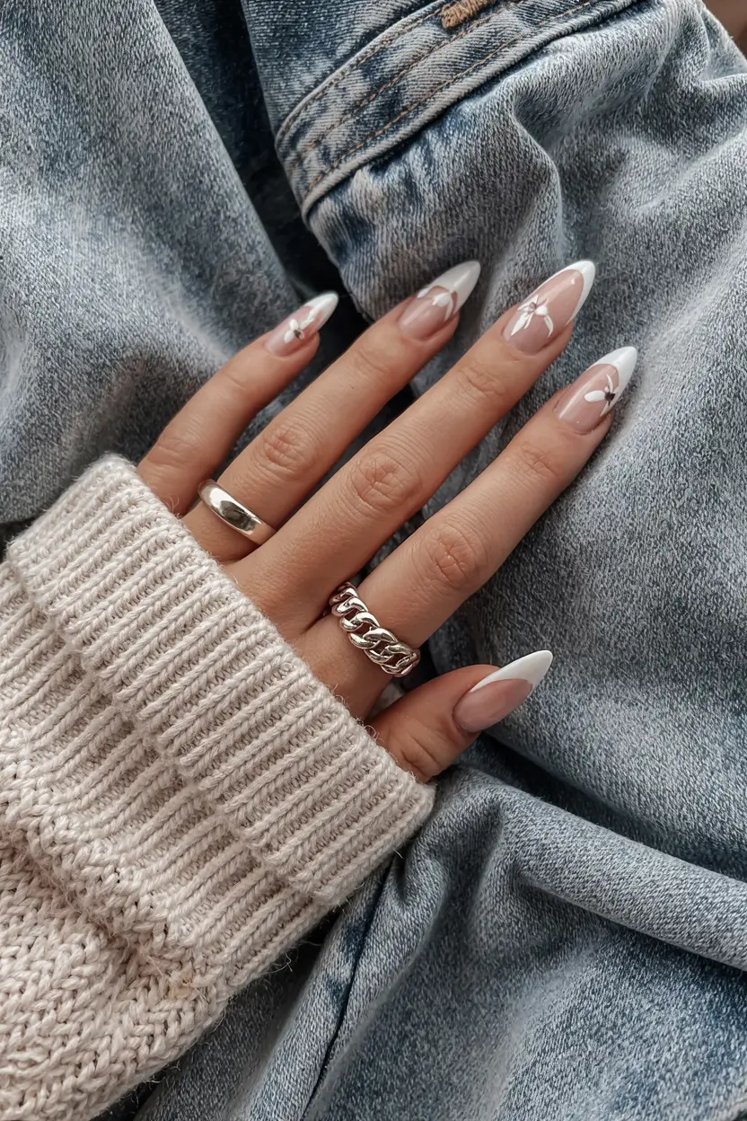 wedding nails 2026 Floating Blossoms with Clear Detail