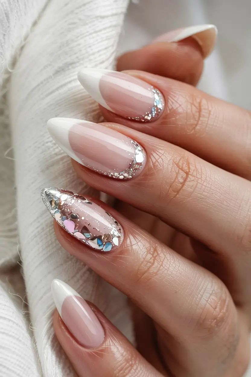 wedding nails 2026 Crystal-Cut Confetti Tips