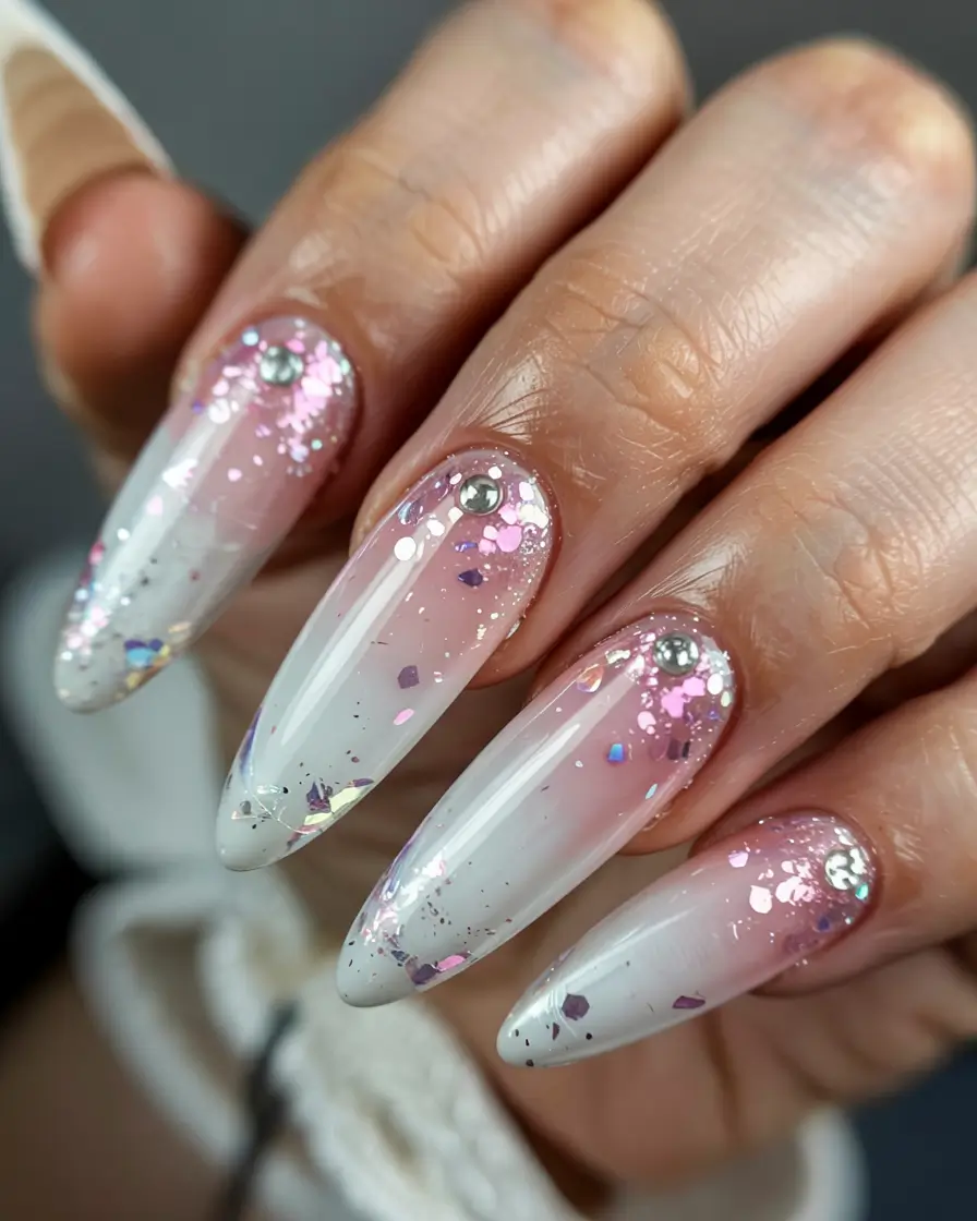 wedding nails 2026 Starlit Pink Ombré Drama