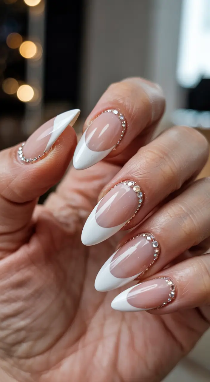 wedding nails 2026 Diamond-Cuticle French Drama