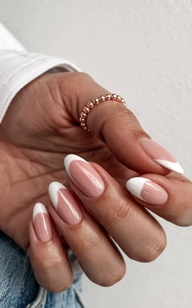 white nails 2026 Modern French With a Negative Space Twist
