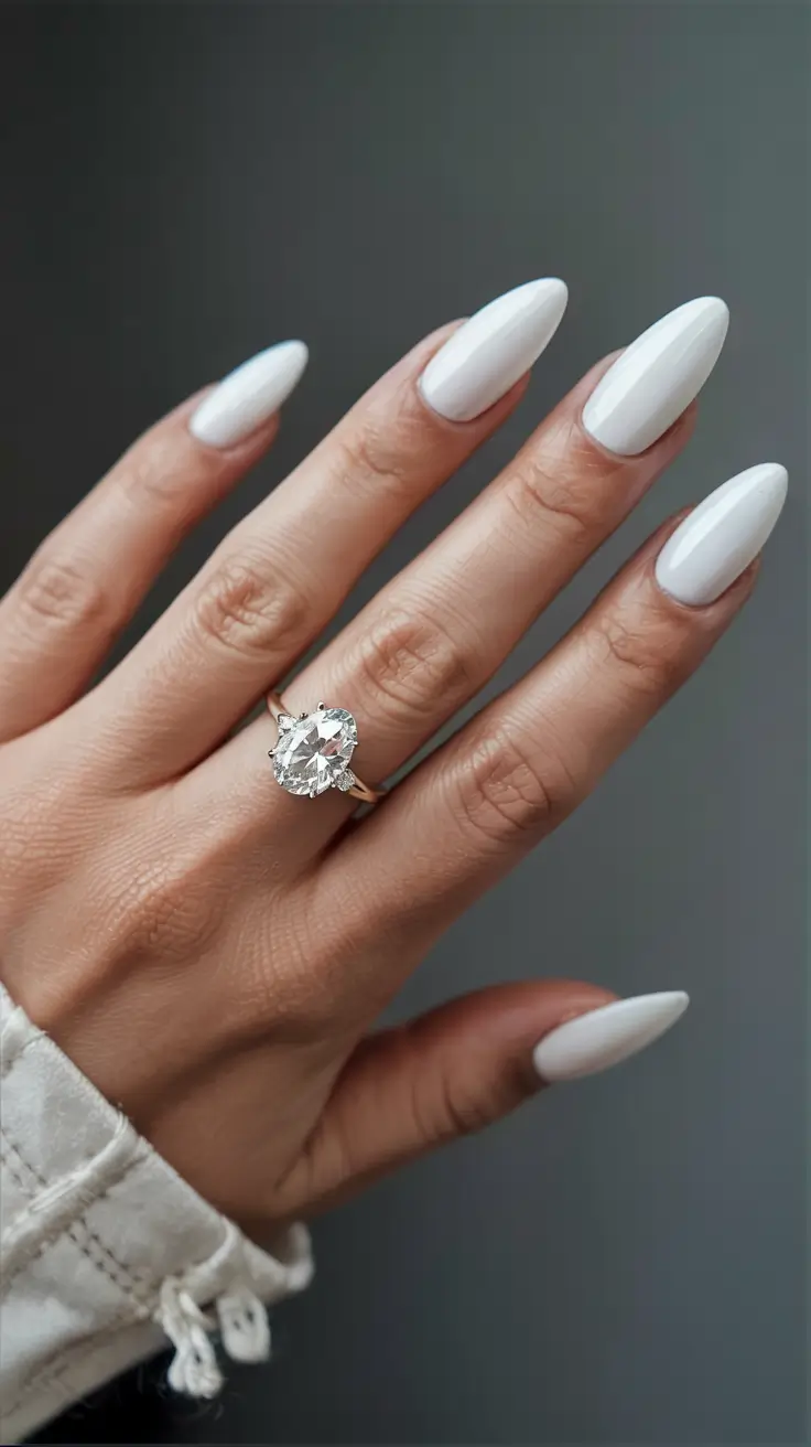 white nails 2026 Pure White Perfection for Bridal or Everyday Glam