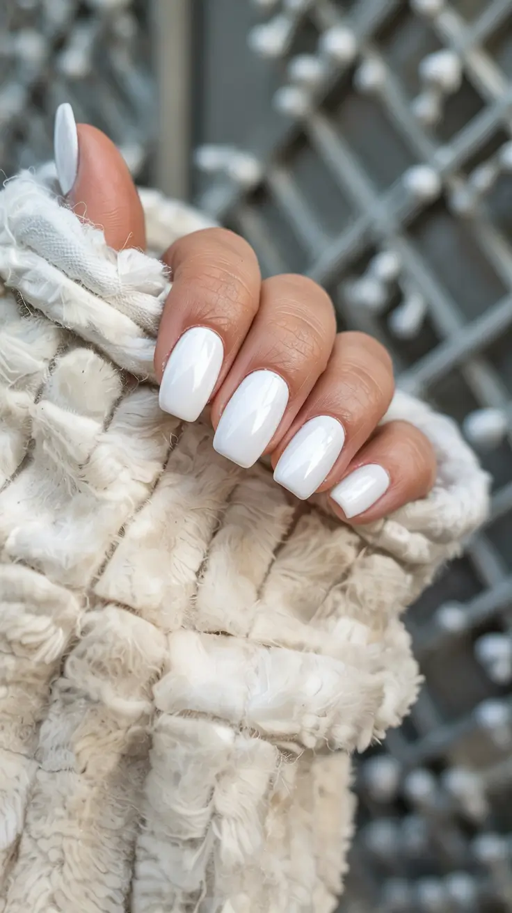 white nails 2026 Winter Vanilla Square